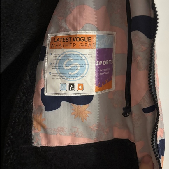 Pooluly Women’s Camo Snow/ski Jacket Pink Blue Floral Insulated Hooded Size sm - Picture 8 of 15